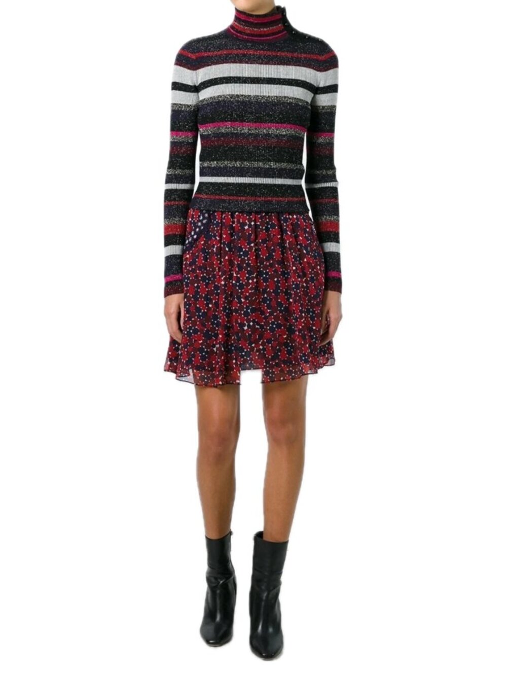 DVF DIANE VON FURSTENBERG Marisa Red Graphic Silk Chiffon Mini Skirt, Size 4